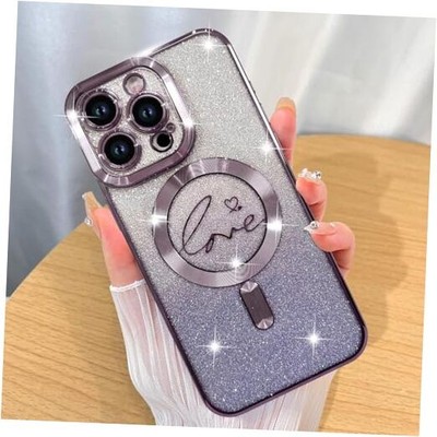  Magnetic Case Designed for Glitter Case Luxury Plating iPhone 16 Pro Purple