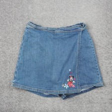 Y2K Disney Minnie Mouse Embroidered Womens 32x6 Blue Denim Jean Short Skort