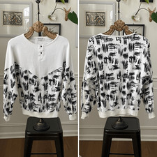 Vintage 80s 90s Bootina Lightweight Sweatshirt Crosshatch Geometric M