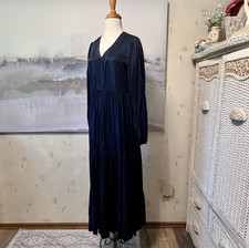 MITTOSHOP Maxi Dress Blue GOTH Size L Peasant Boho Tiered Ruffled Long Sleeve