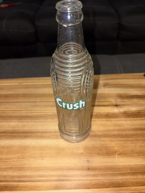 Unique And Vintage Embossed Crush Soda Bottle Approximately 9 Inches High