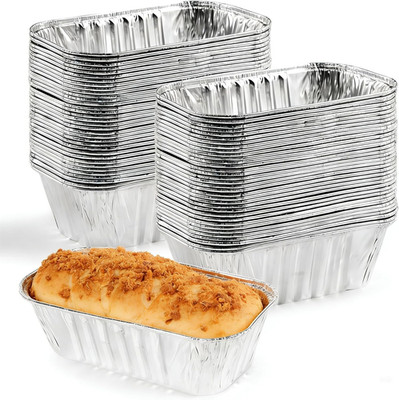 100 Pack 1 Lb Mini Aluminum Foil Loaf Pans, 6  x 3.5  x 2  Oven Safe Small Loaf