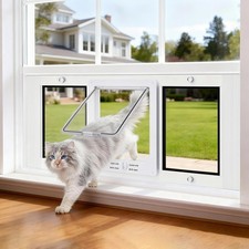 Aluminum Frame Window Cat Door with Magnetic Auto Closure, Horizontal Adjusta...
