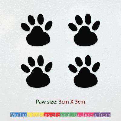 4 x HUND / KATZE PFOTEN AUFKLEBER VINYL STICKER DEKOSCHILD AUTO STOßSTANGE FENSTER WAND