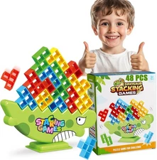 Lktvys Stacking Balance Game for Kids and Adults - 3D Colorful Dinosaur Block