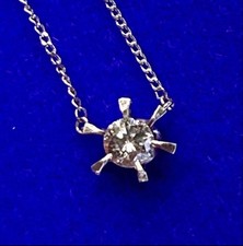 Platinum necklace with a natural solitaire diamond 0.37ct and mint mark