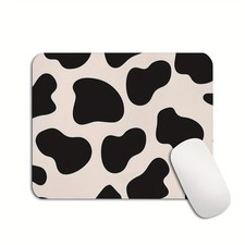2D Cow Print Mouse Pad Black and Beige Cow Spots Mouse Pads 24 20cm