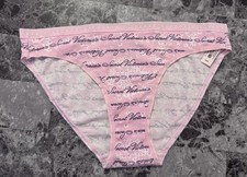 NWT VICTORIA'S SECRET MEDIUM PINK FLORAL LOGO LIGHTWEIGHT BAND BIKINI PANTIES