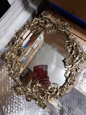Dekorativer Vintage Spiegel Messingrahmen Blumen Top-Zustand