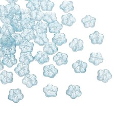 100Pcs Random Glass Flower Beads Transparent Floral Beads Blue