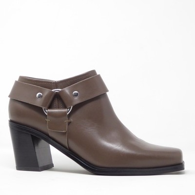 Sarto by Franco Sarto Mule Ankle Boots Brown Leather Imogen Harness Square Toe 9