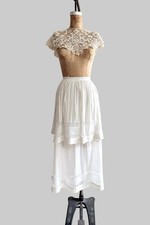 Antique 1900s Tiered Layered Skirt White XS Small