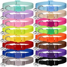 Breakaway Cat Collars with Bell Adjustable Solid Color Kitten Collars 16Pk