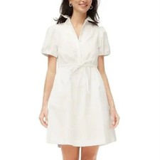 J. Crew Factory Short Sleeve Collared Mini Dress Women's Size 4 in White NWT!