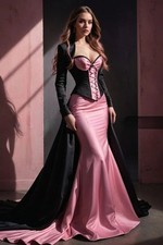 Gothic Prom Dresses Long Sleeve Corset Lace-up Victorian Medieval Evening Gown