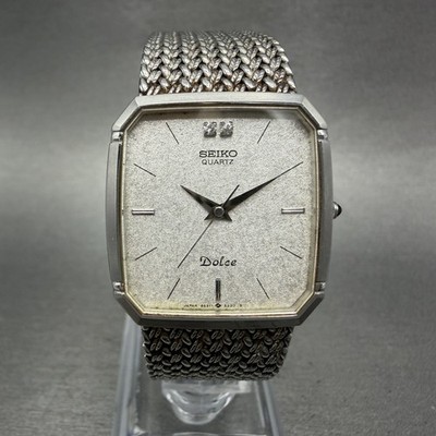 Seiko Dolce Tank Watch Men 27mm Silver Dial Silver Tone 9521-5210