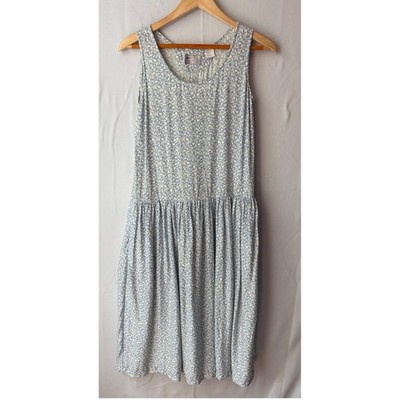 Y2K / 2010s Esprit Collection Midi Dress Size S Blue Ivory Floral Cottagecore