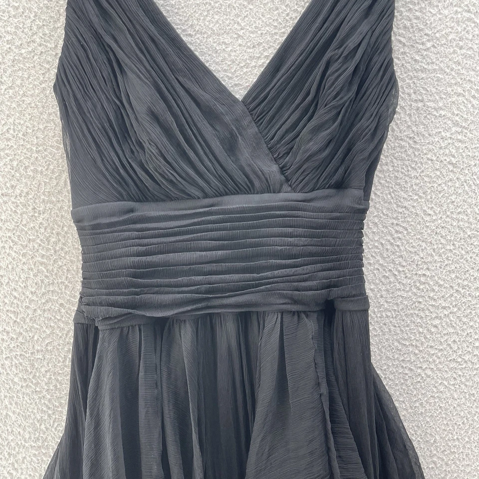 Vestido Tadashi Feminino 8 Preto Seda Chiffon Coquetel Academia Whimsigoth Gilmore - Imagem 4 de 4