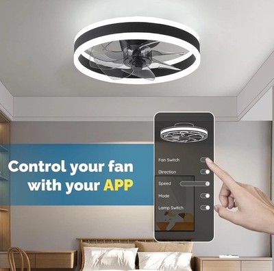 CHANFOK 16 Zoll Smart Deckenventilatoren mit Beleuchtung und Fernbedienung, Deckenunterputz