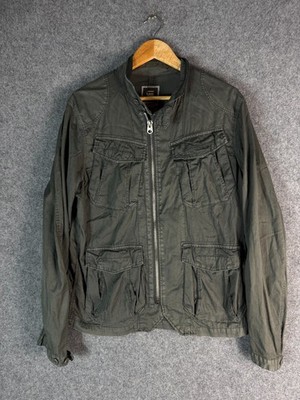 G Star Raw Jacket Mens Large Green Long Sleeve Full Zip Outdoor Flap Pockets