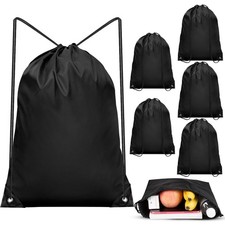 6Pcs Drawstring Bags Bulk Black Drawstring Backpack, String Backpack Cinch Sa...