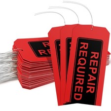 Repair Required Tags Pack of 50 Red Repair Tags with Wires Attached,Mainten...