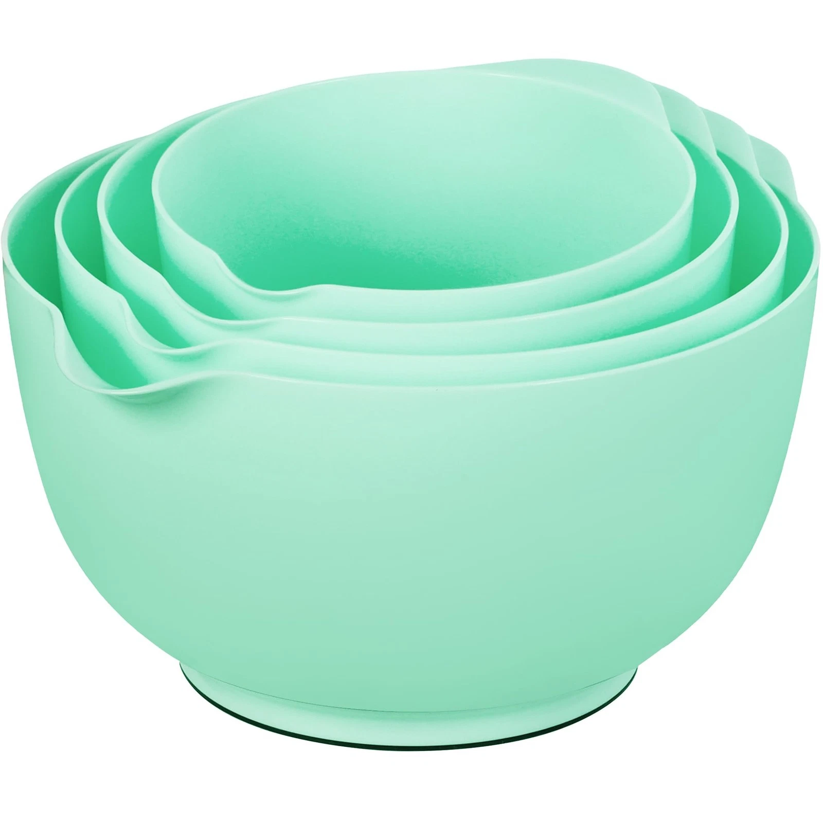 Nesting Plastic Mixing Bowl Set, 4 Piece Mixing Bowl Set with Pour Spouts, Si...