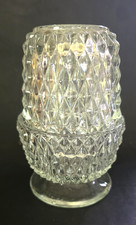 Vintage clear Crystal Fairy Lamp Diamond Cut Glass 2 Piece Candle Holder EXC!