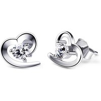 B.Catcher Herz Ohrringe Damen 925 Silber Ohrstecker Zirkonia Box
