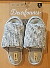 Dearfoams Sleet Gray Knit Comfy Sllide Memory Foam Slippers, L 9-10 - 34