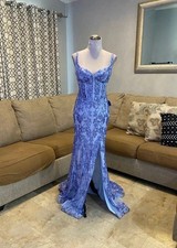 New Windsor Medium Women Lace-Up Corset Slit Sequin Formal Dress Orig Price $159