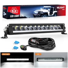 Nilight 15.5 Inch Single Row Slim LED Light Bar 60W 6650LM Anti-Glare Flood Spot