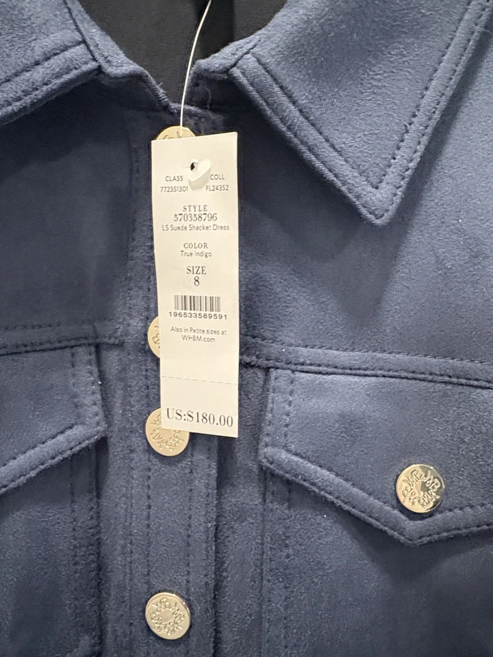 Vestido Cazadora Gamuza Índigo Verdadero Mercado Negro Casa Blanca Talla 8 Nuevo con Etiquetas Foto 2 de 4