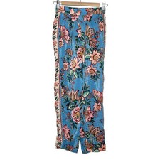 Farm Rio Floral Pants Womens XS Straight Leg Boho Viscose High Rise Tropical