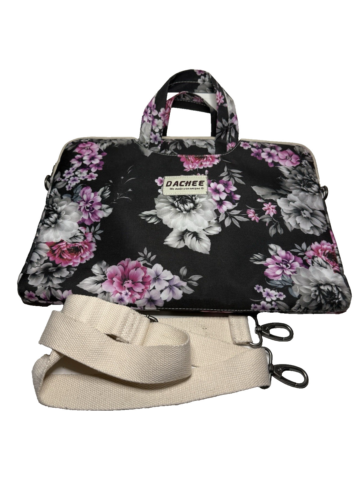 DACHEE Laptop Computer Messenger Bag Water-Resistant Floral 