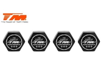 Team Magic Wheel Nuts 1/8 Buggy 17mm TM Serrated Dirt Shield Wheel Nuts Black 4 