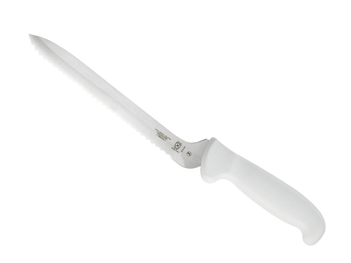 Mercer Culinary Ultimate White, 8 Inch Wavy Edge Offset Utility 8", White