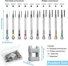 10 Stück Uhrmacher Schraubendreher Set Mit Entmagnetisierer,0.6Mm-2.0Mm Präzisio