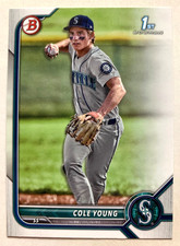 COLE YOUNG ROOKIE • 2022 Bowman Draft 1st #BD-112 • SHARP SEATTLE MARINERS RC!!!