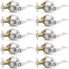 10 Pack Brushed Nickel Door Handles Privacy Door Levers, Heavy Duty Bed and Bath