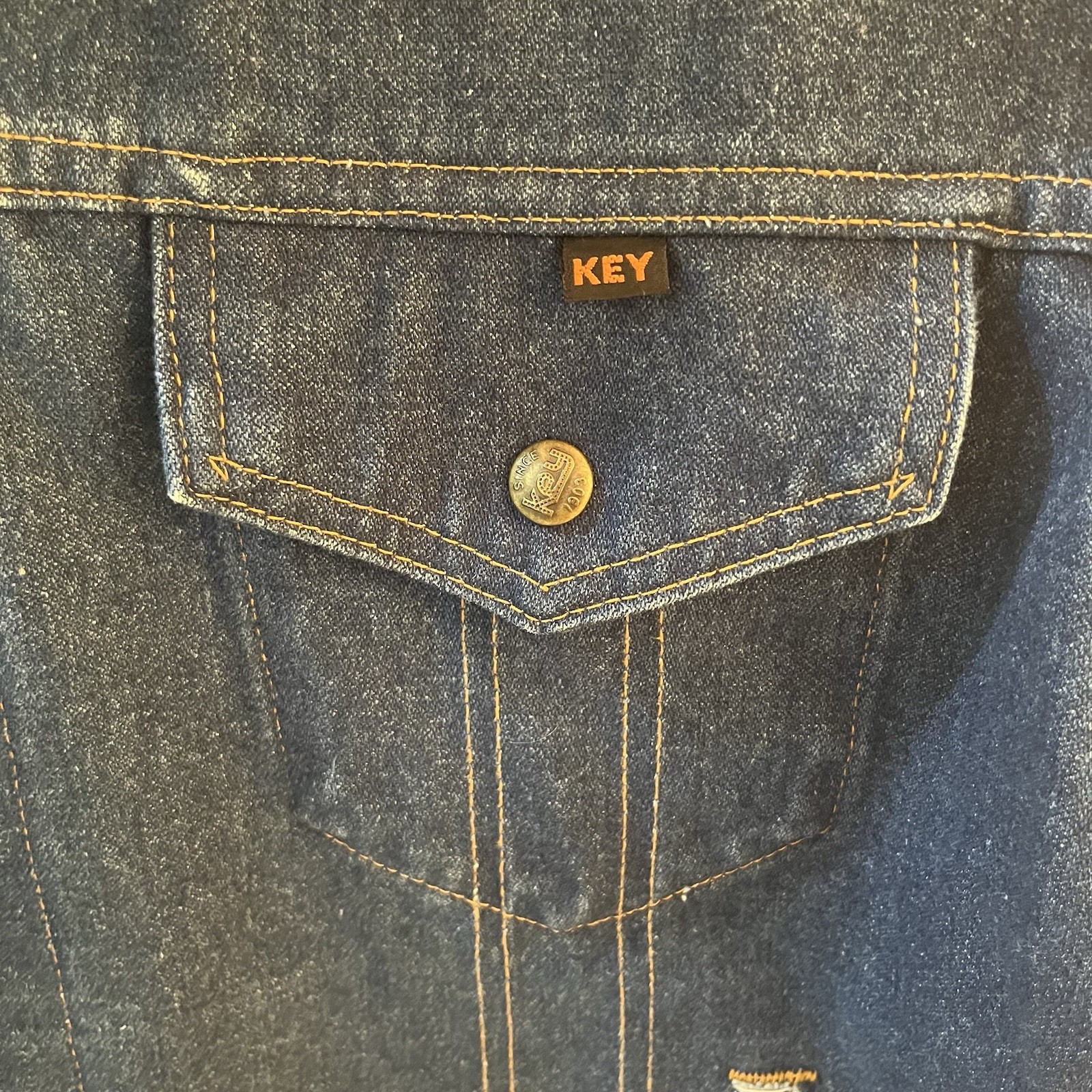 Vintage Key Imperial Denim Jacket Blue Jean Men 44 L 44L Long Large USA Made