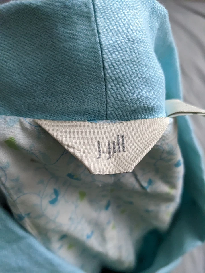 Blazer J.Jill Mujer Talla L Azul 100% Lino Un Botón Algodón Forrado Manga 3/4 Foto 4 de 4