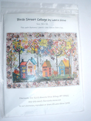 Birch Street Collage Laura Heine Fused Art Quilt Pattern 38''x50'' Unused