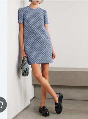 Gucci Blue Boucle wool GG Shadow Short Dress 800346 - BNWT