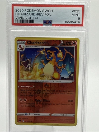 2020 POKEMON SWORD & SHIELD VIVID VOLTAGE #025 CHARIZARD-REVERSE FOIL PSA 9