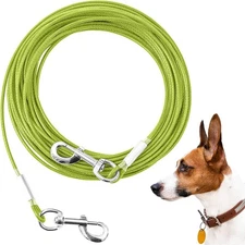 Tie Out Cable for Dogs,50FT Dog Leads,Heavy Duty 125Ibs 50ft, Green 
