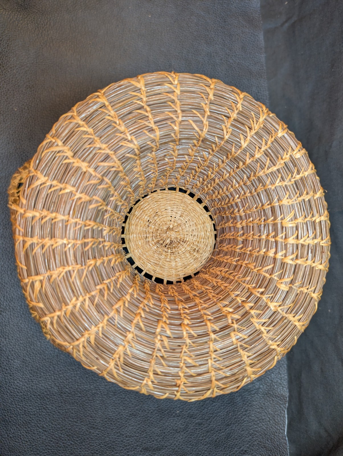 Antique American Pine Needle Basket Compote-Hand Tied- Seed Pod Accents Large 