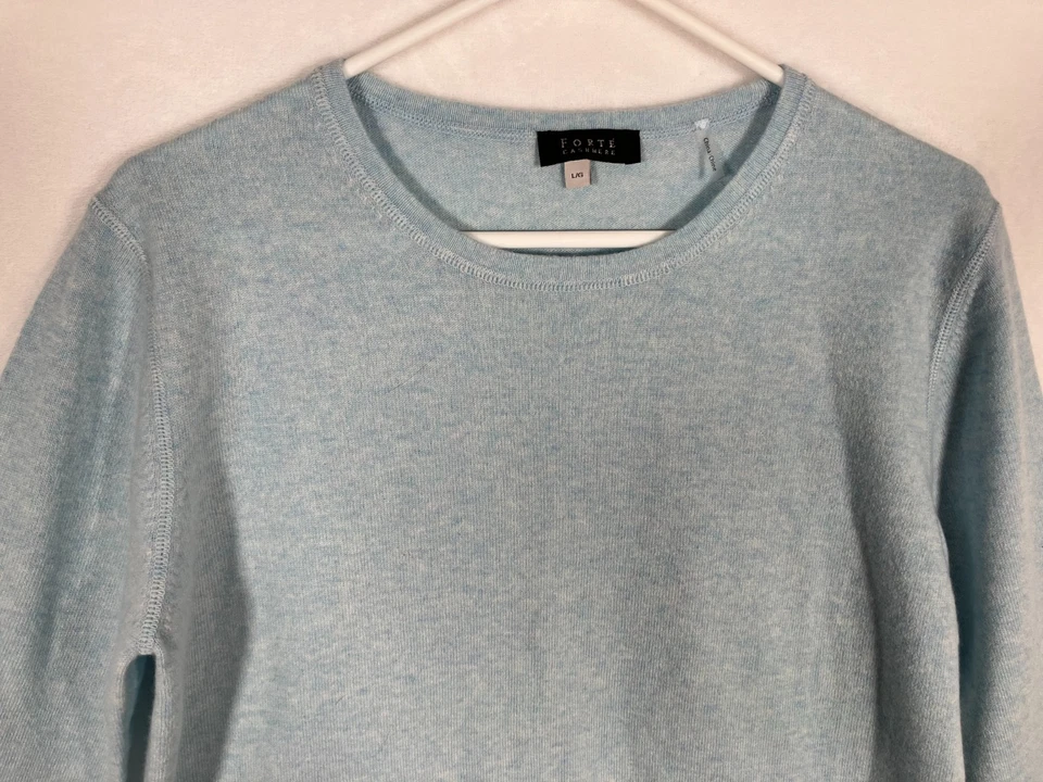 Suéter Forte 100% Cachemira Azul Pastel Talla Grande Pullover Ligero Carrera Informal Foto 2 de 4