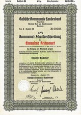 Badische Kommunale Landesbank 4% Schuldverschreibung 1000 RM 1941 Nr. 09083