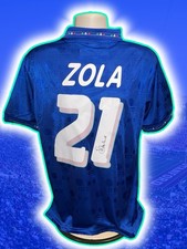Hand Signed GIANFRANCO ZOLA Italy Retro Home Shirt World Cup - Proof